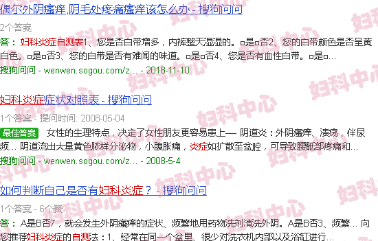 汕头妇科炎症自测表